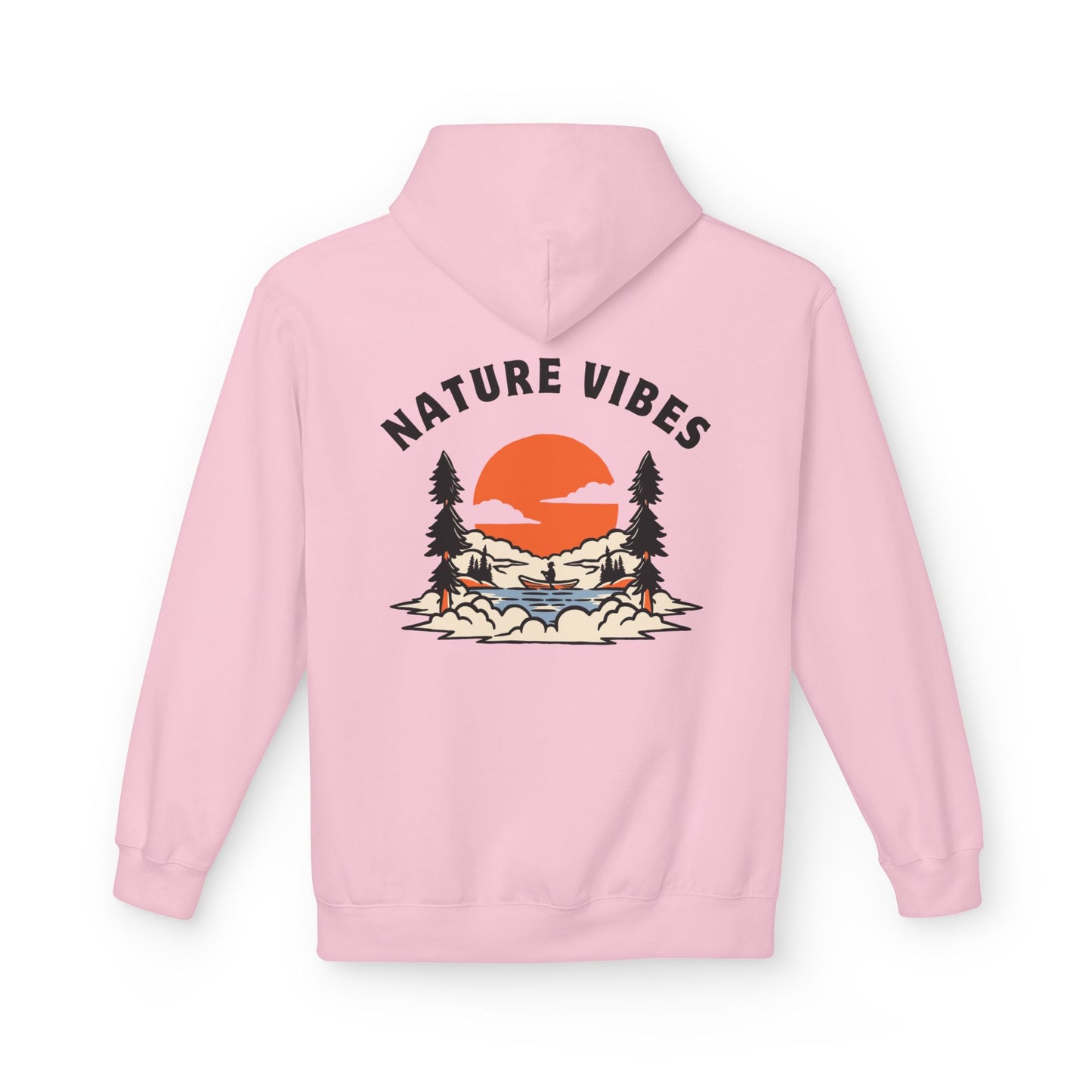 Nature Vibes Hoodie — Retro Sunset Camping Graphic Hooded Sweatshirt