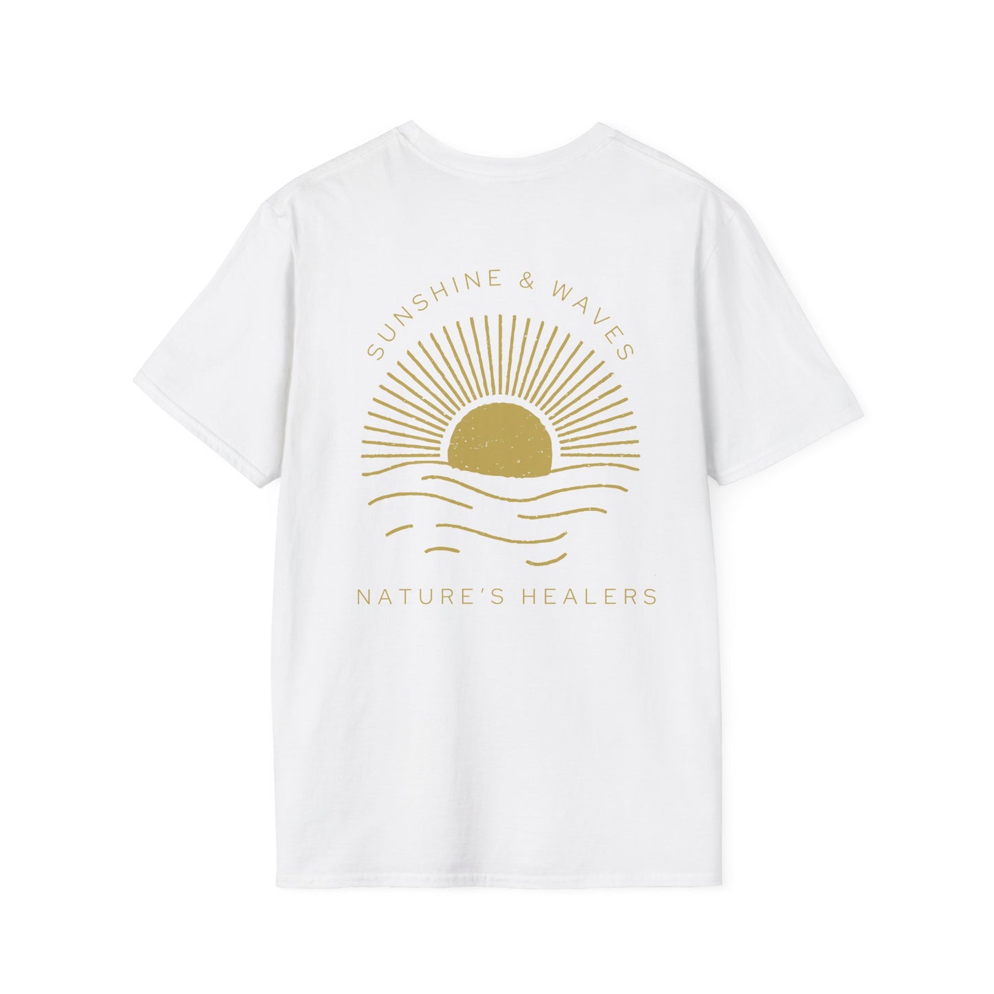 Nature's Healers Unisex T-Shirt - Sunshine and Waves Design (Back Design)