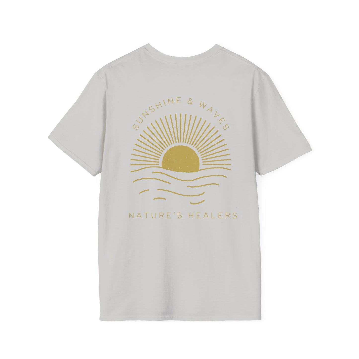 Nature's Healers Unisex T-Shirt - Sunshine and Waves Design (Back Design)