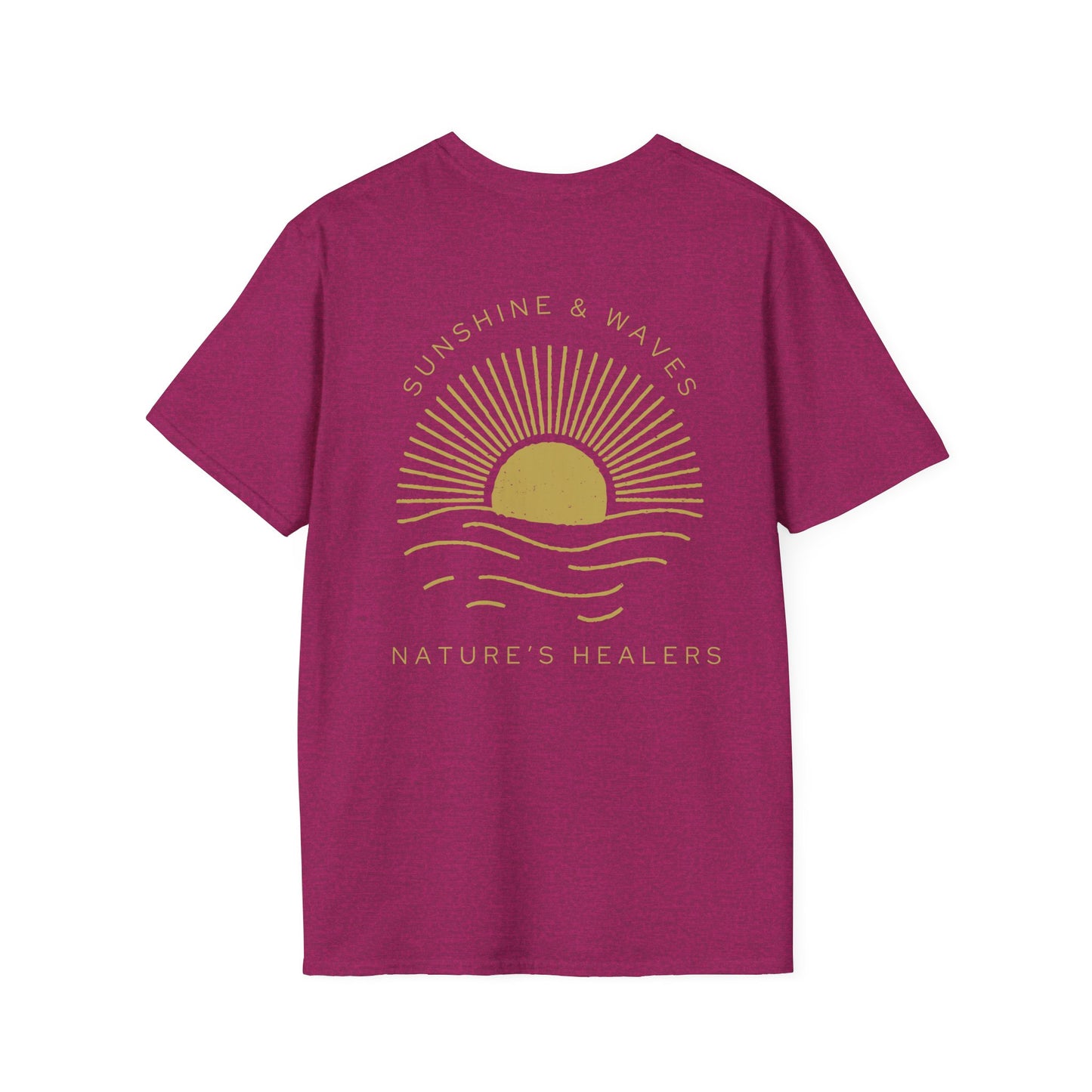 Nature's Healers Unisex T-Shirt - Sunshine and Waves Design (Back Design)