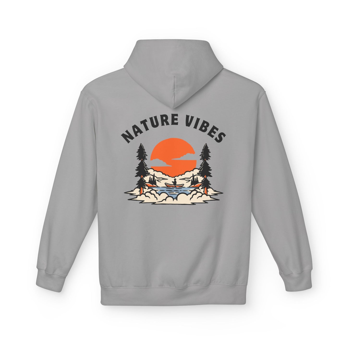 Nature Vibes Hoodie — Retro Sunset Camping Graphic Hooded Sweatshirt