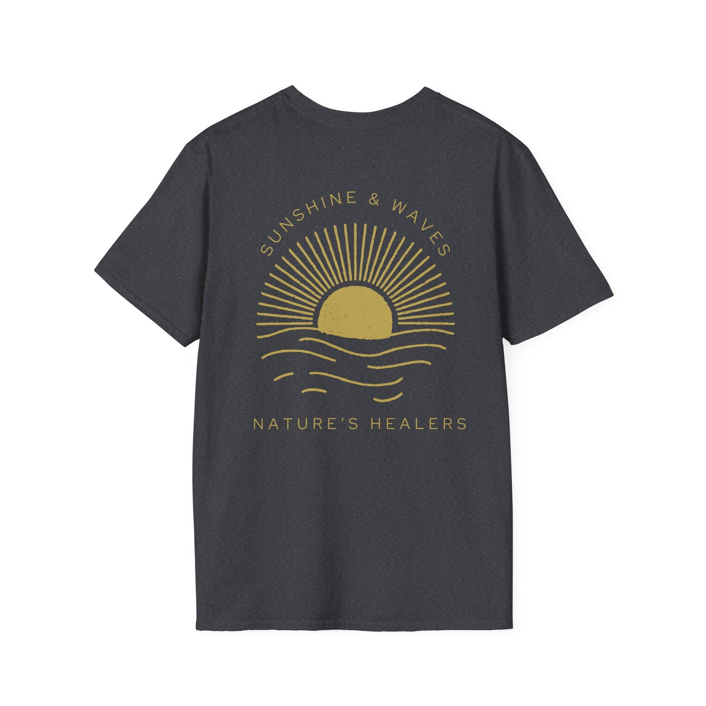 Nature's Healers Unisex T-Shirt - Sunshine and Waves Design (Back Design)