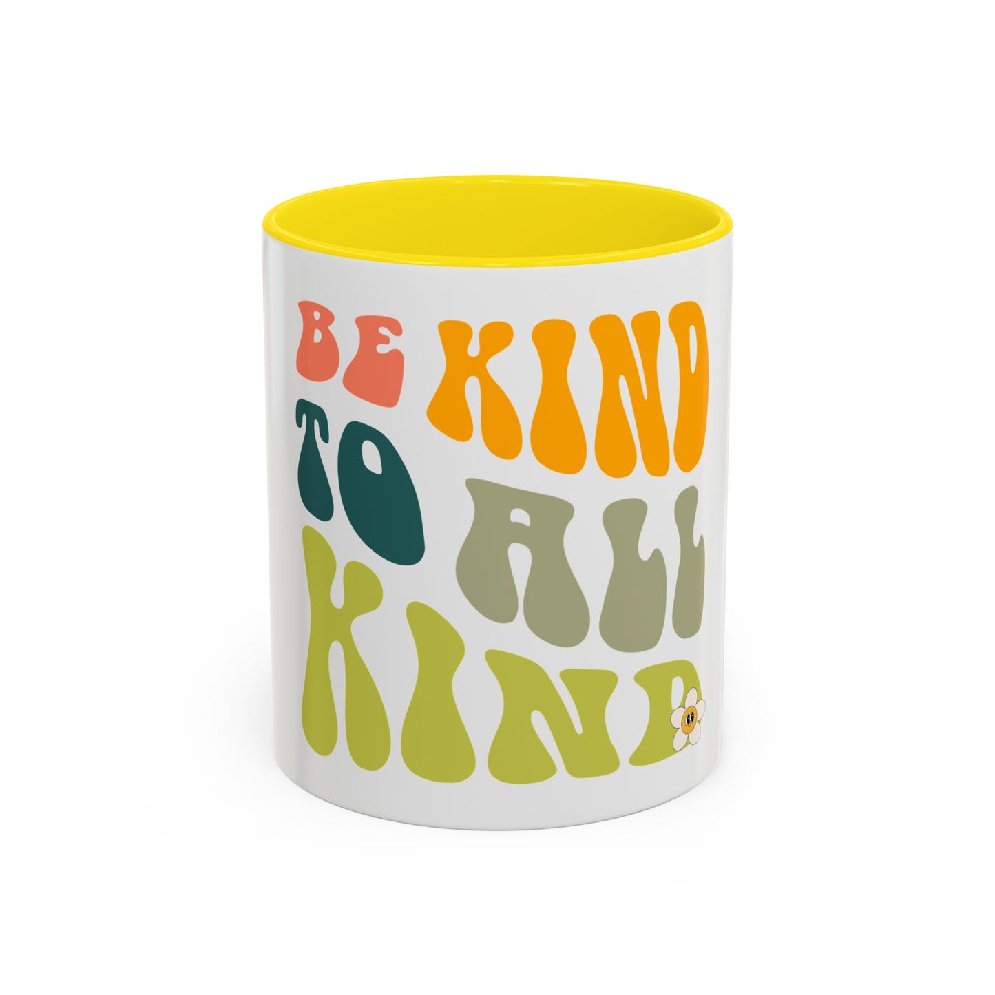 Be Kind To All Kind Coffee Mug — Retro Positive Message Accent Mug