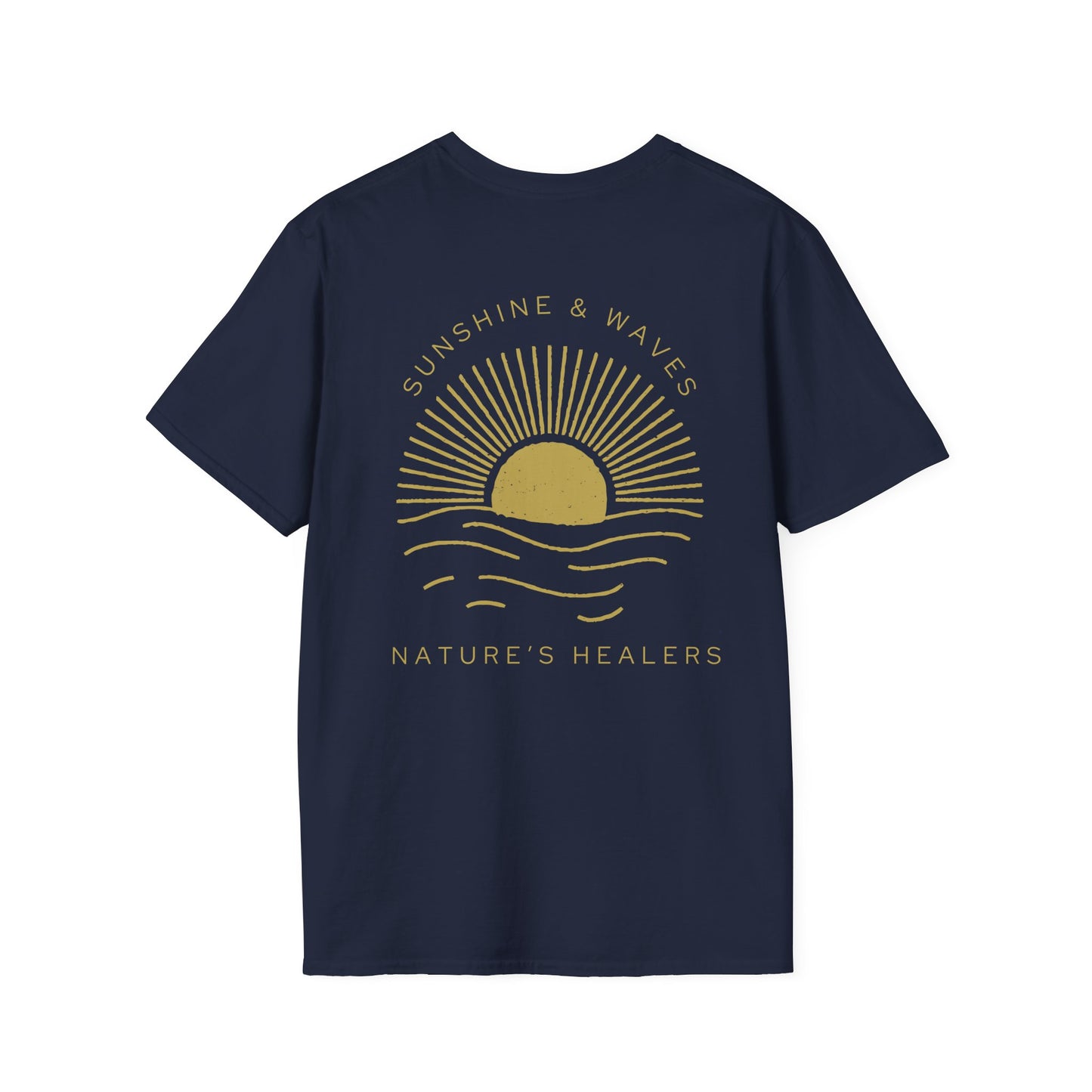 Nature's Healers Unisex T-Shirt - Sunshine and Waves Design (Back Design)