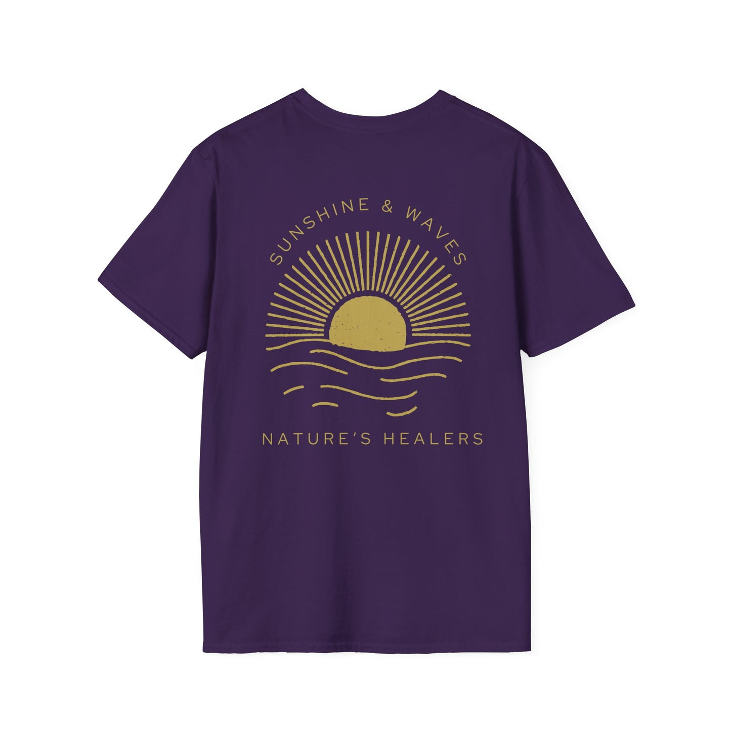 Nature's Healers Unisex T-Shirt - Sunshine and Waves Design (Back Design)