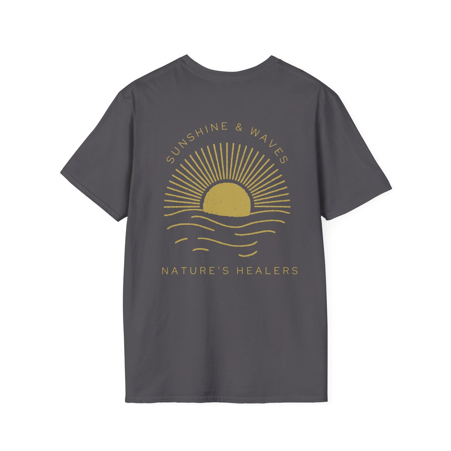 Nature's Healers Unisex T-Shirt - Sunshine and Waves Design (Back Design)