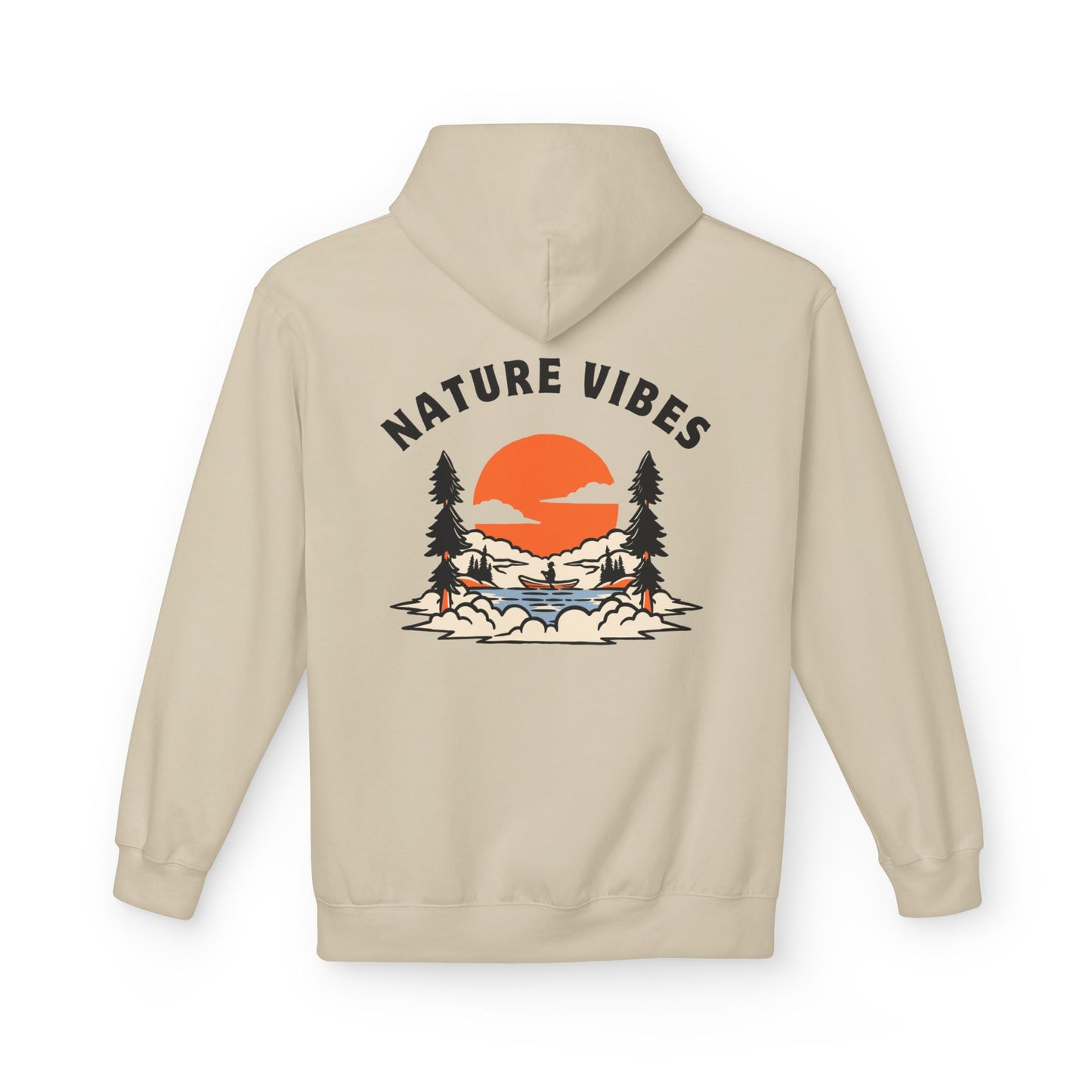 Nature Vibes Hoodie — Retro Sunset Camping Graphic Hooded Sweatshirt