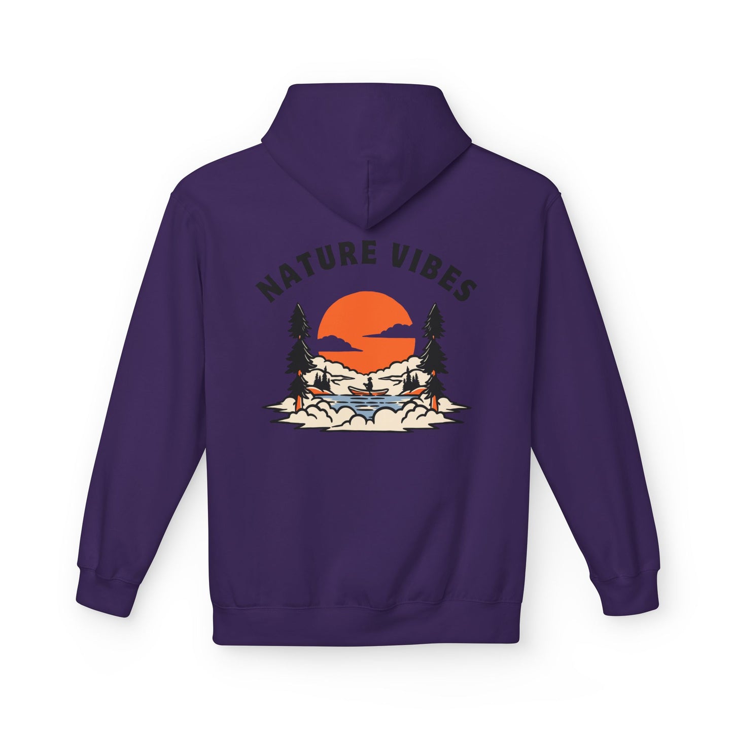 Nature Vibes Hoodie — Retro Sunset Camping Graphic Hooded Sweatshirt