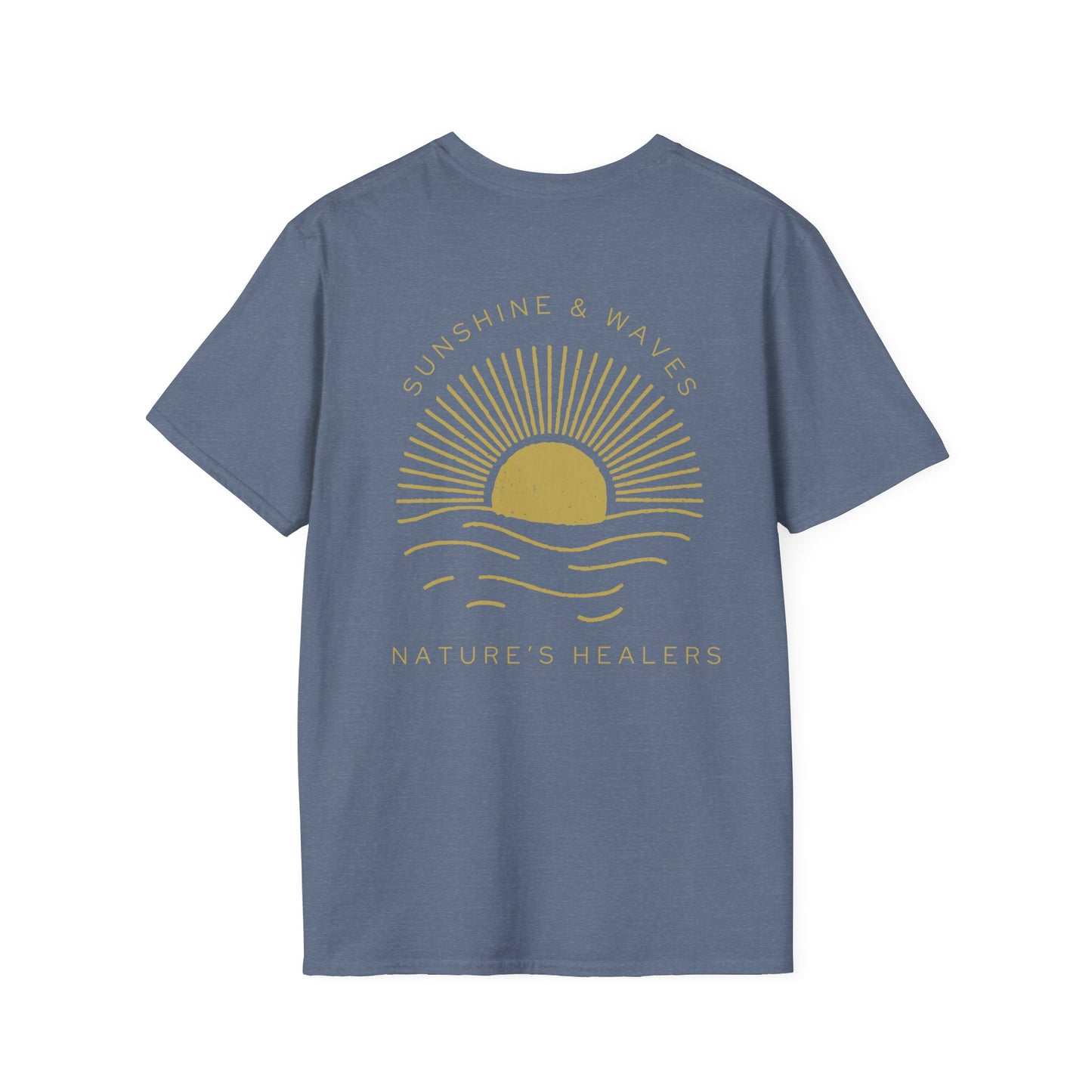 Nature's Healers Unisex T-Shirt - Sunshine and Waves Design (Back Design)