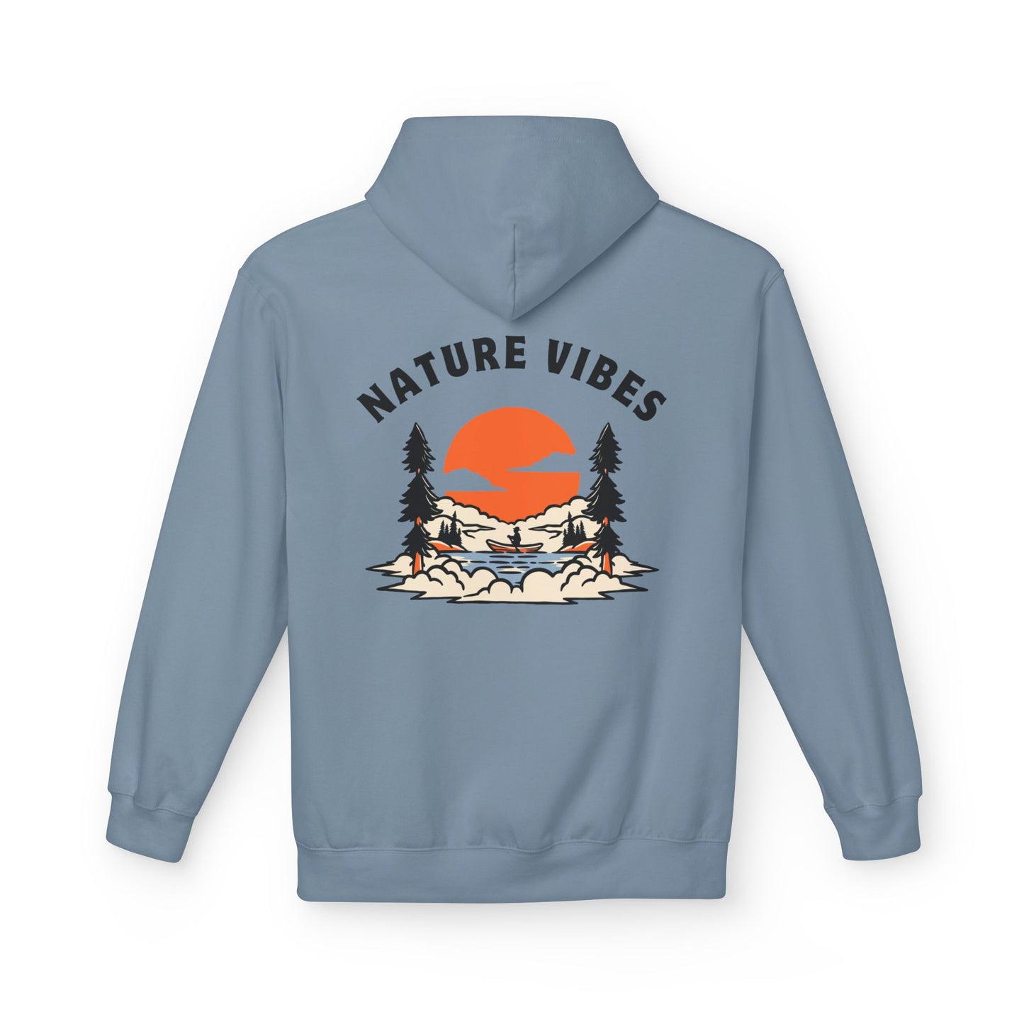 Nature Vibes Hoodie — Retro Sunset Camping Graphic Hooded Sweatshirt