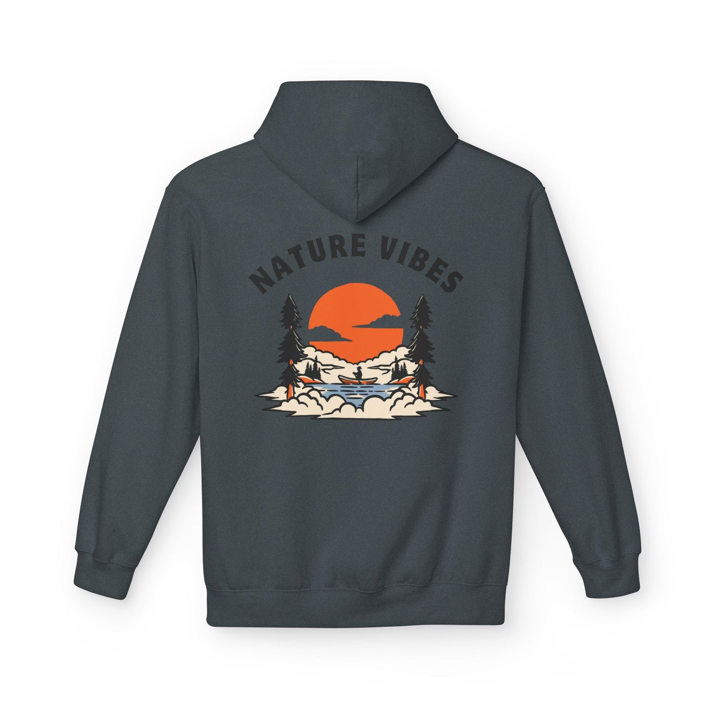 Nature Vibes Hoodie — Retro Sunset Camping Graphic Hooded Sweatshirt