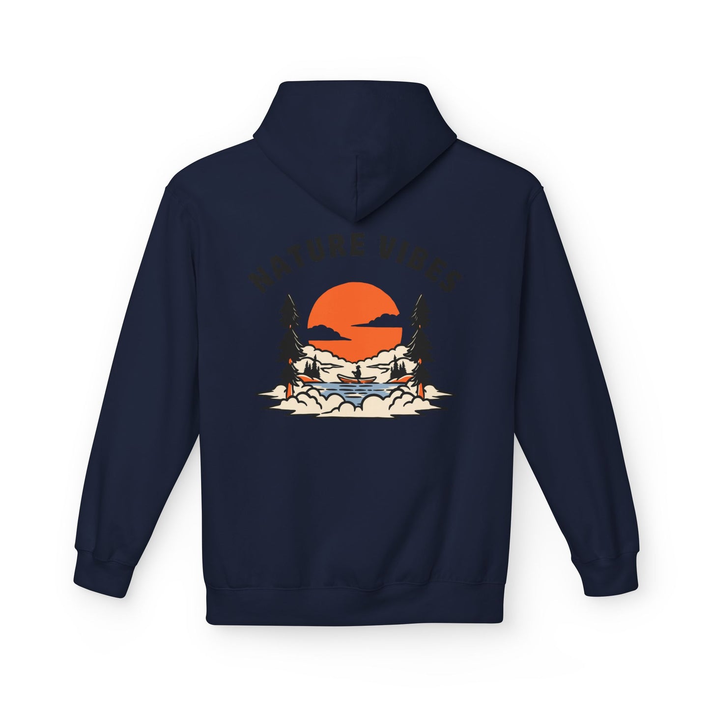 Nature Vibes Hoodie — Retro Sunset Camping Graphic Hooded Sweatshirt