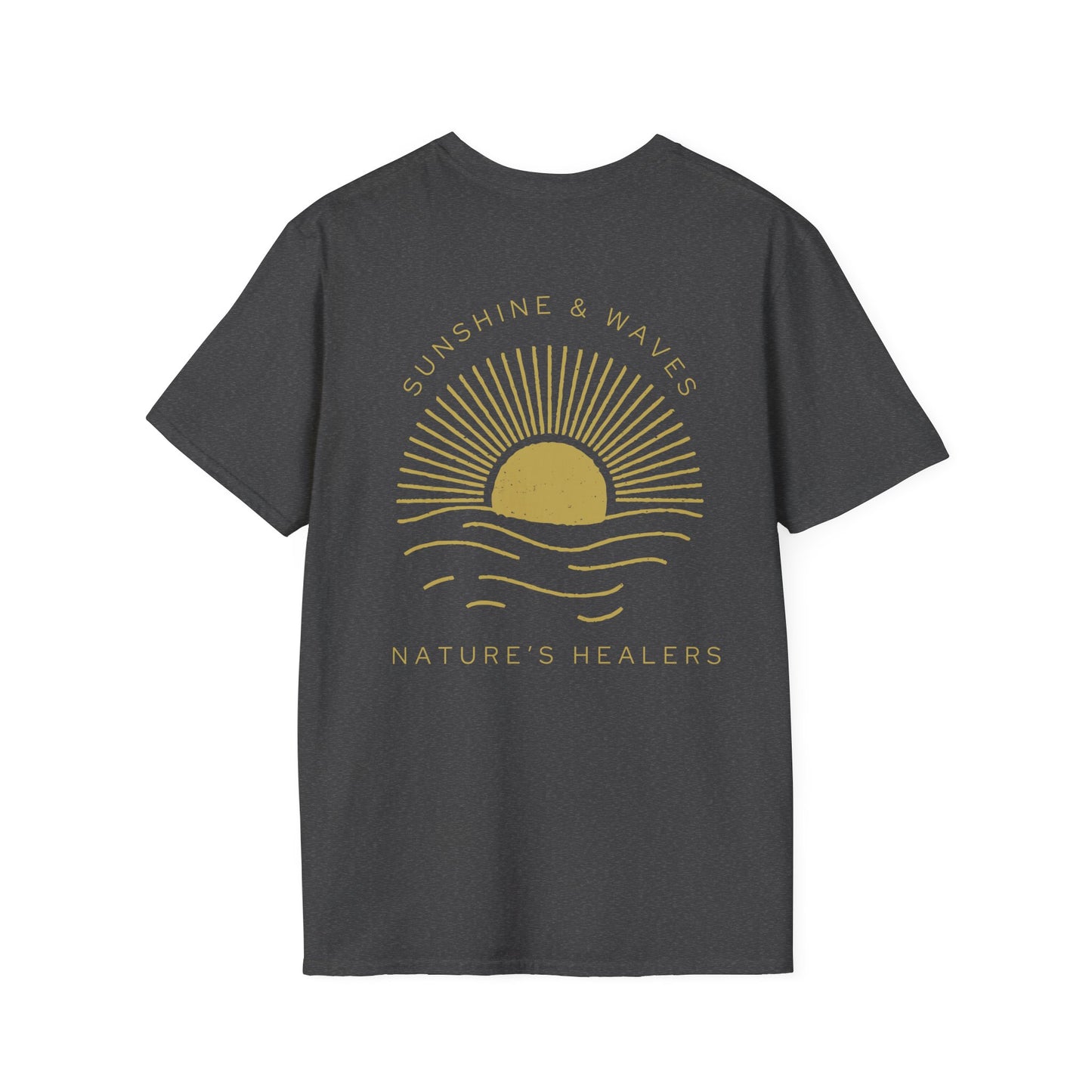 Nature's Healers Unisex T-Shirt - Sunshine and Waves Design (Back Design)