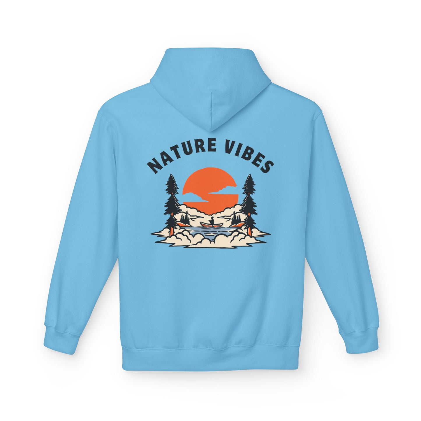 Nature Vibes Hoodie — Retro Sunset Camping Graphic Hooded Sweatshirt