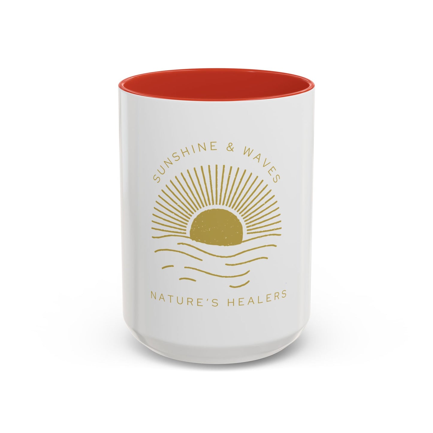 Nature's Healers Accent Coffee Mug (11oz or 15oz) - Sunshine and Waves
