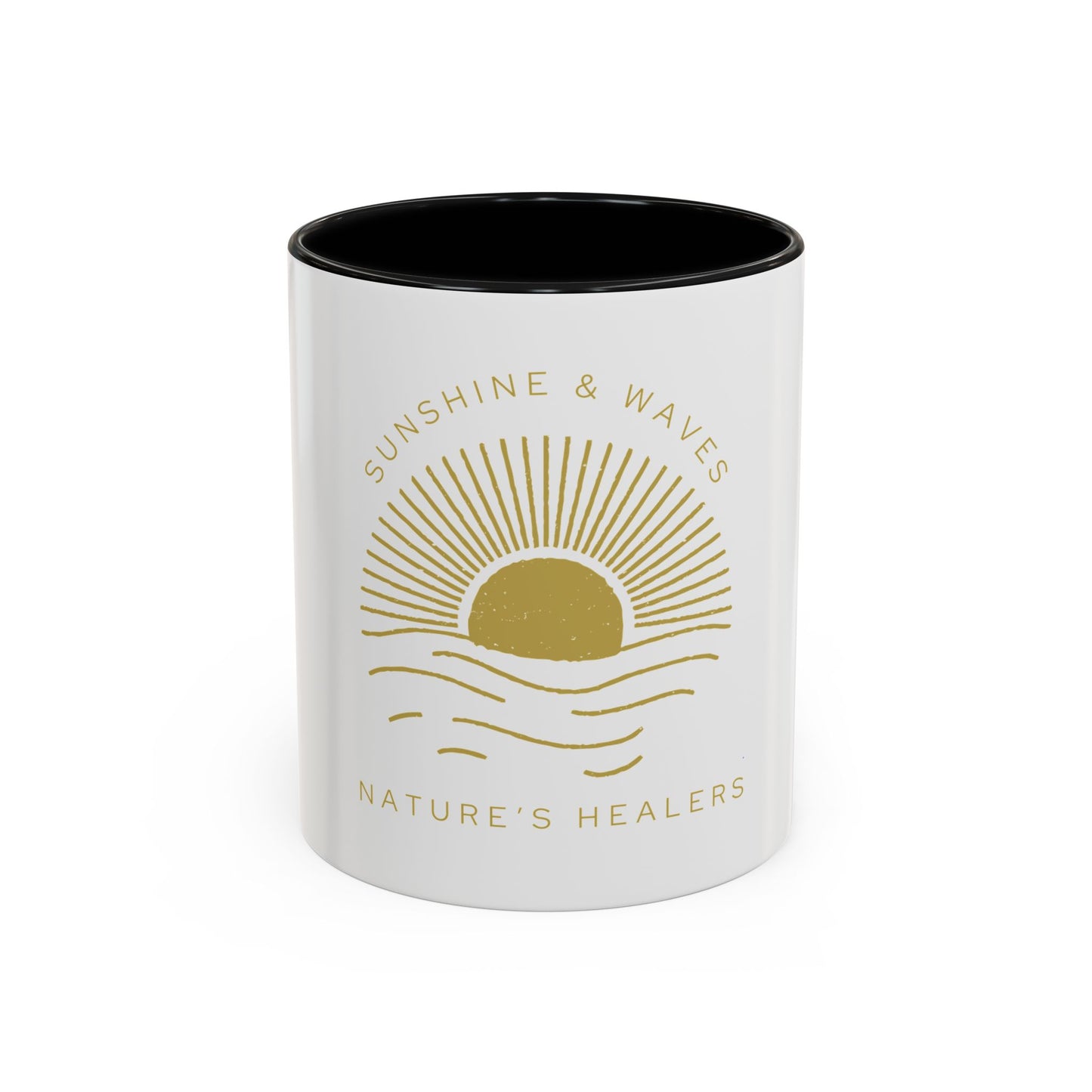 Nature's Healers Accent Coffee Mug (11oz or 15oz) - Sunshine and Waves