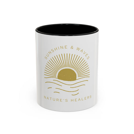 Nature's Healers Accent Coffee Mug (11oz or 15oz) - Sunshine and Waves