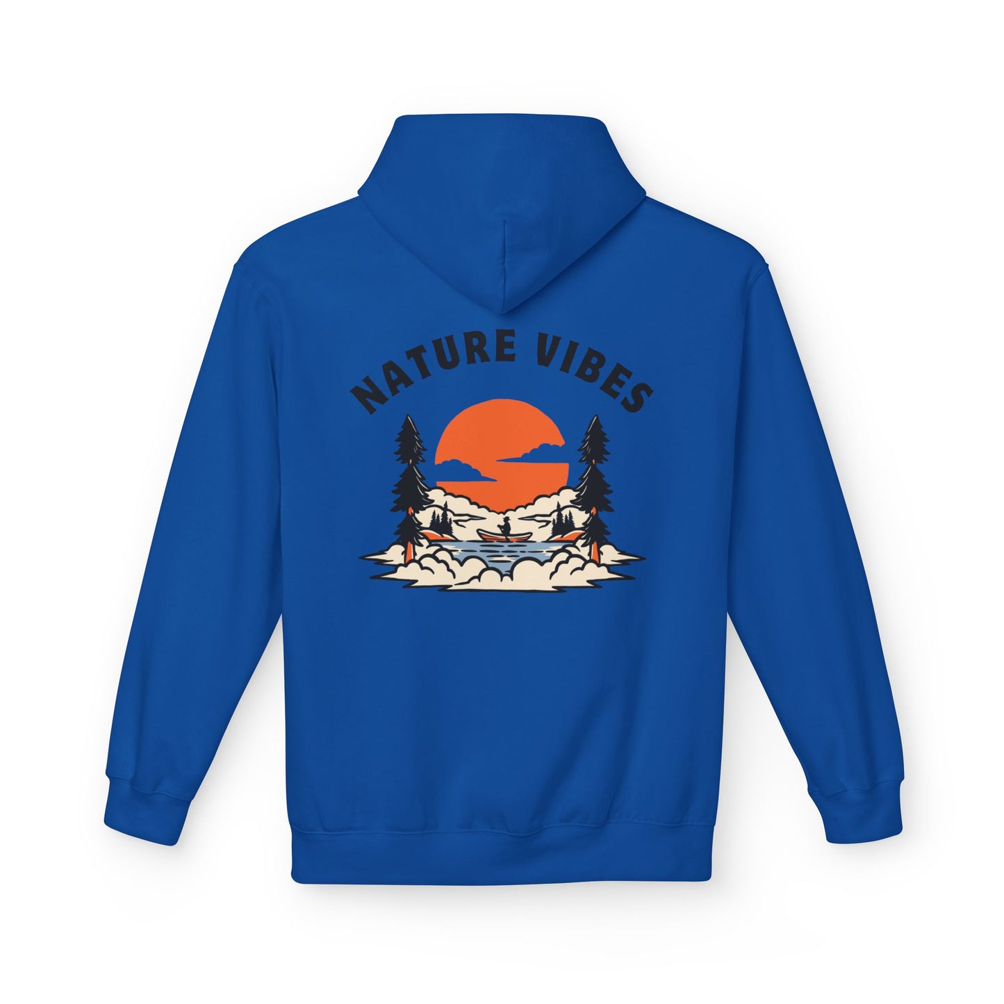 Nature Vibes Hoodie — Retro Sunset Camping Graphic Hooded Sweatshirt