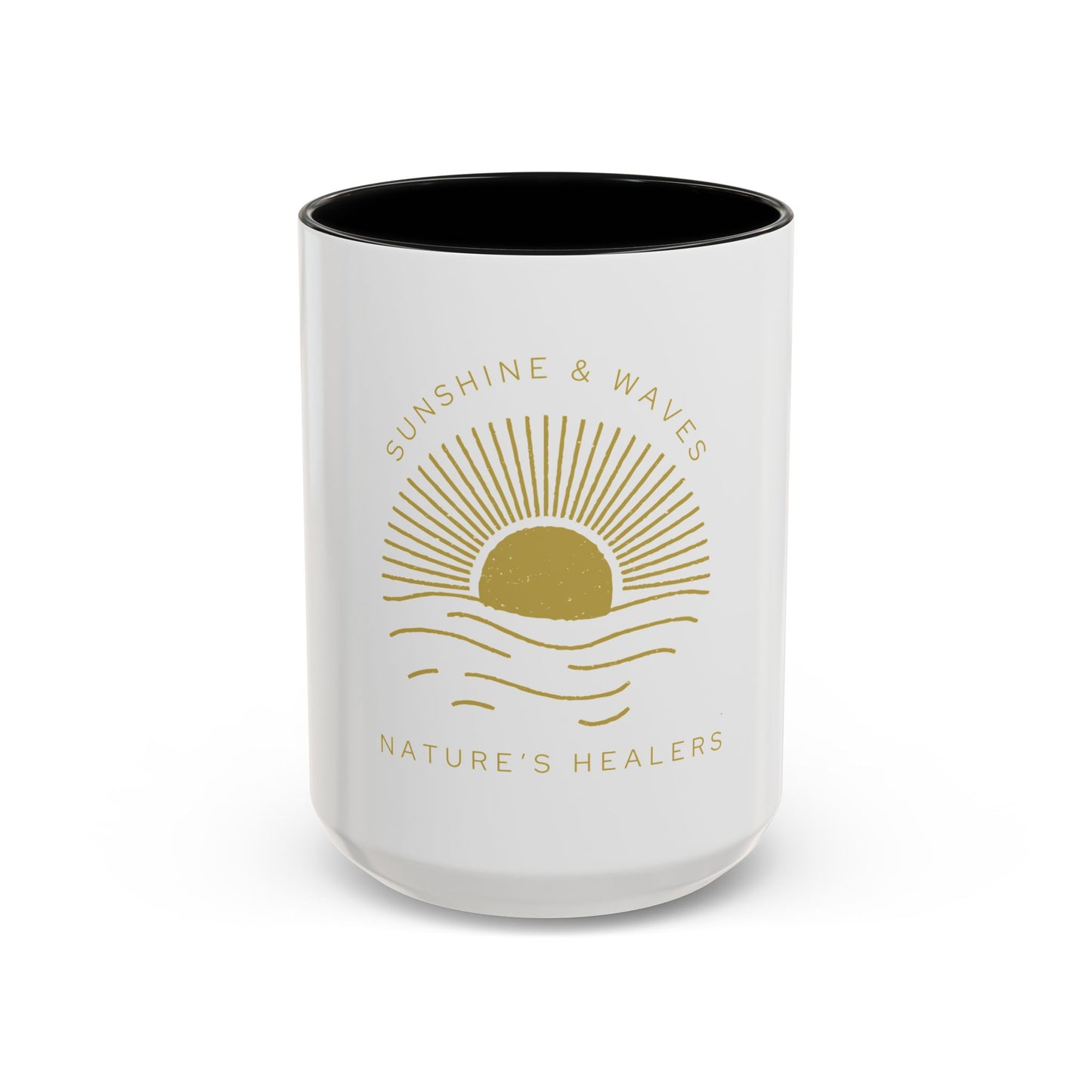 Nature's Healers Accent Coffee Mug (11oz or 15oz) - Sunshine and Waves