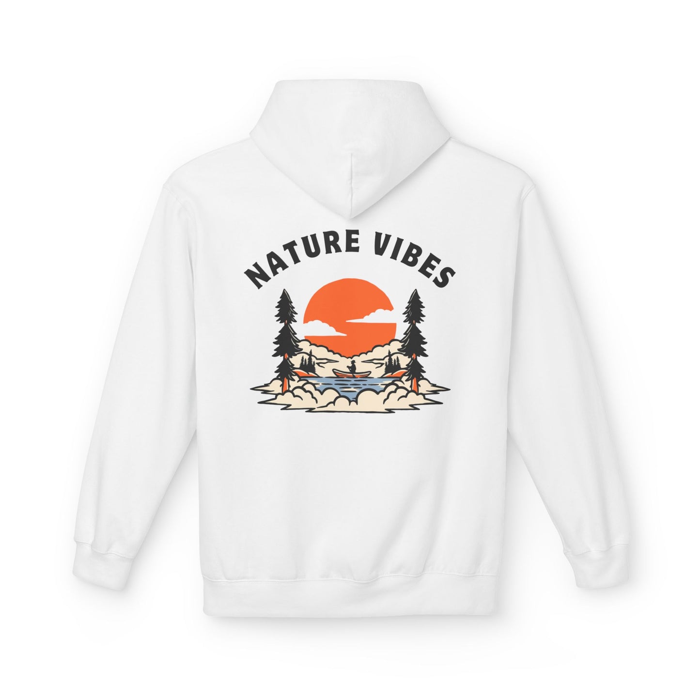 Nature Vibes Hoodie — Retro Sunset Camping Graphic Hooded Sweatshirt