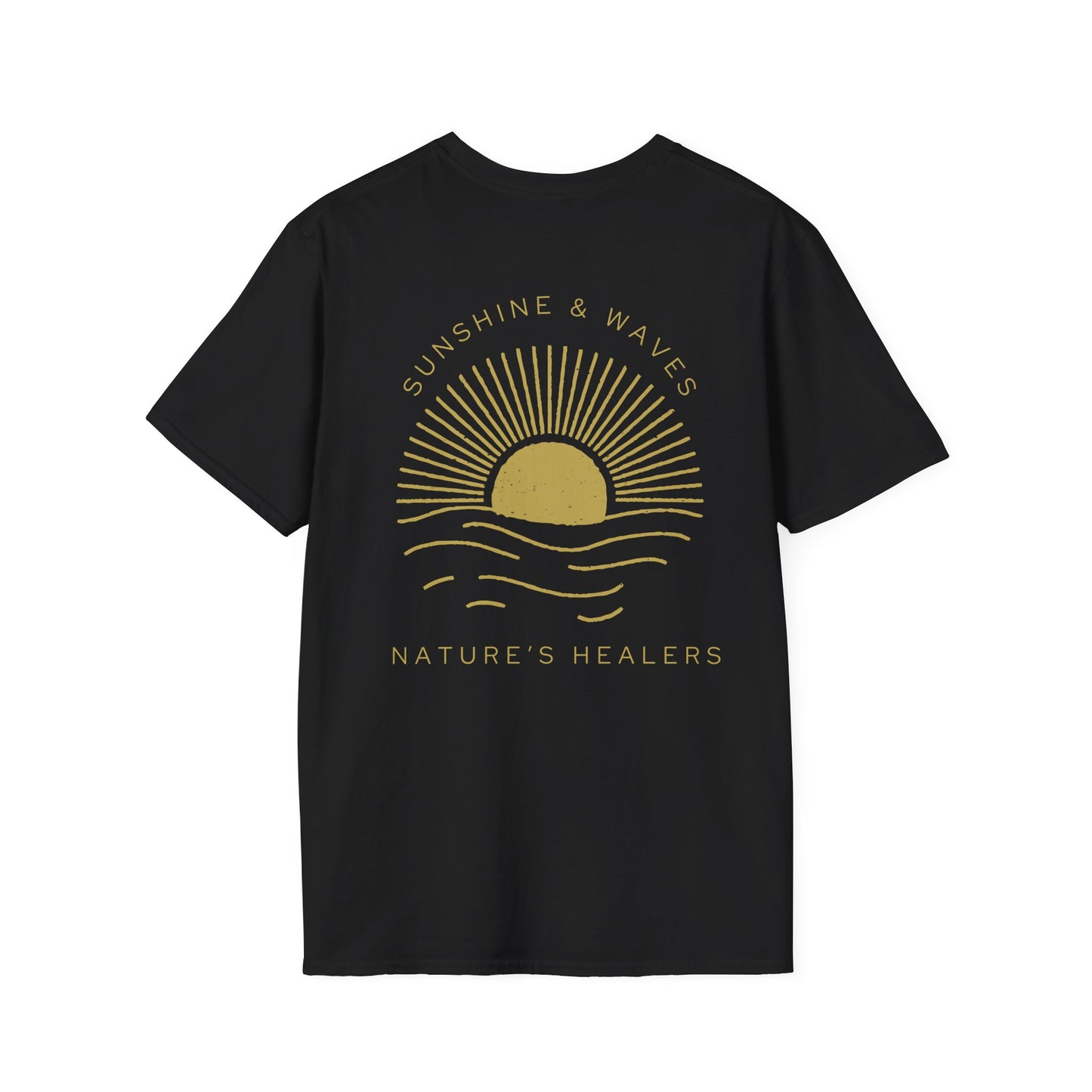Nature's Healers Unisex T-Shirt - Sunshine and Waves Design (Back Design)