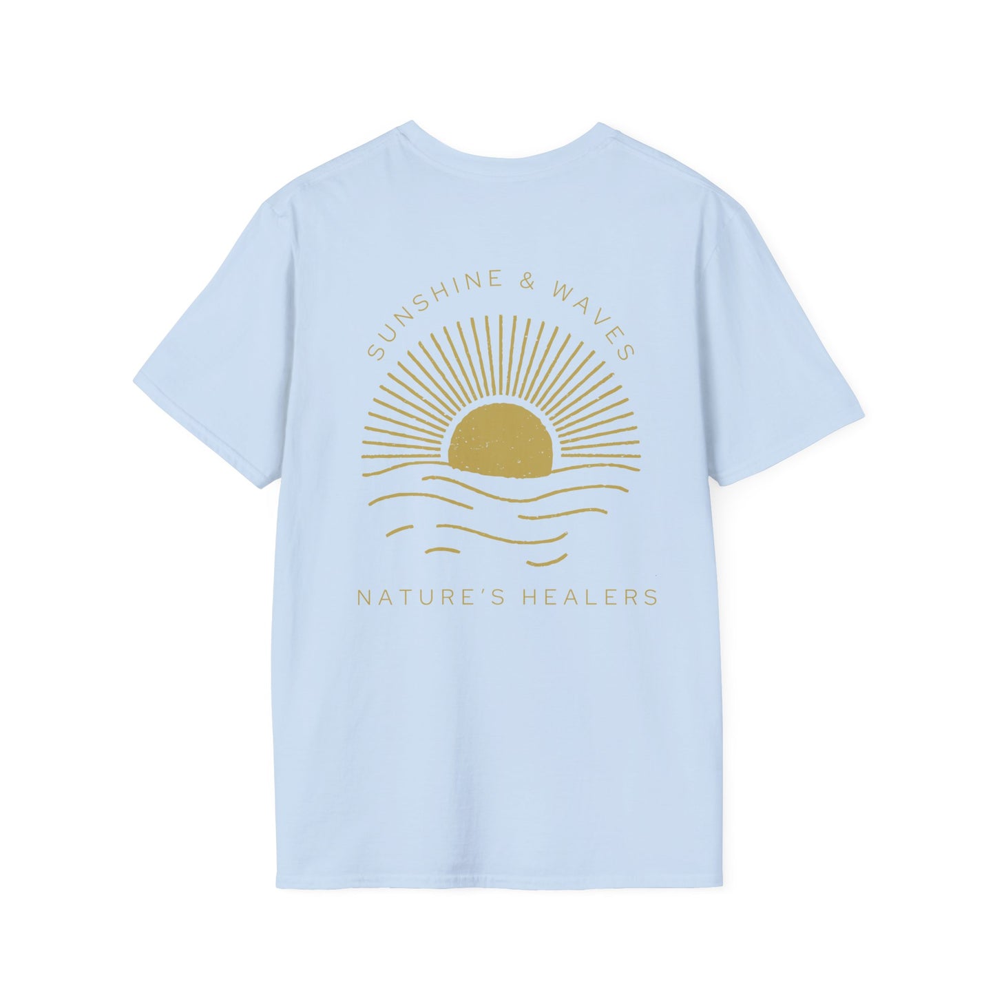 Nature's Healers Unisex T-Shirt - Sunshine and Waves Design (Back Design)