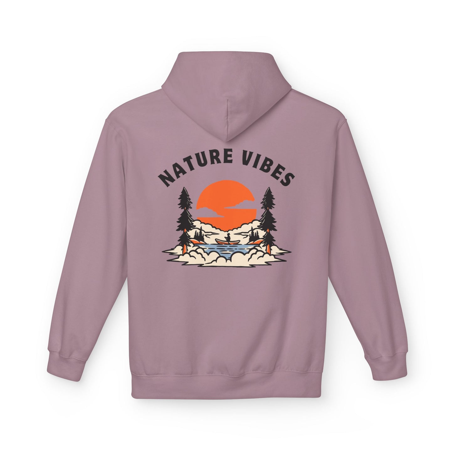 Nature Vibes Hoodie — Retro Sunset Camping Graphic Hooded Sweatshirt