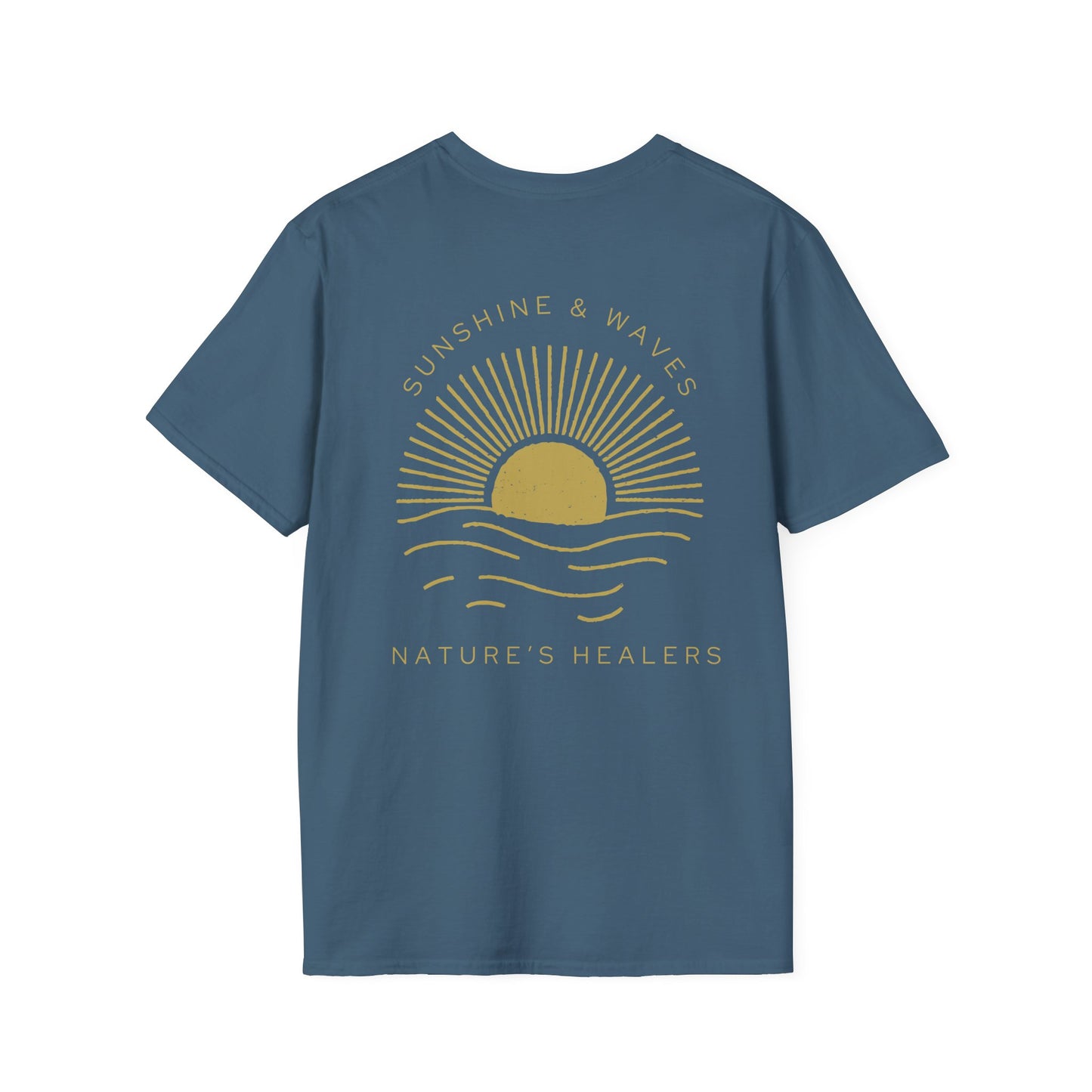 Nature's Healers Unisex T-Shirt - Sunshine and Waves Design (Back Design)